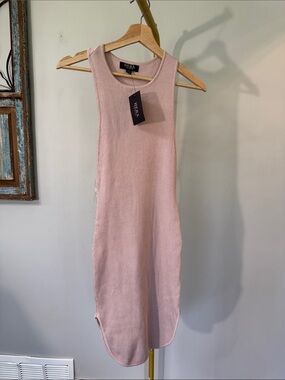 Hera collection Sleeveless racer back Ribbed Midi Dress in Dusty Rose NWT